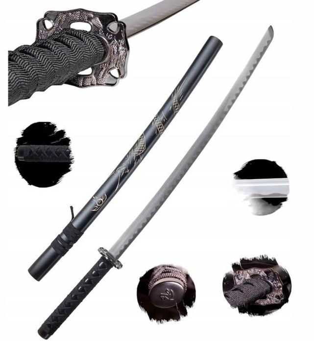 MIECZ katana z pochwą CZARNY SMOK + stojak HKS001-1