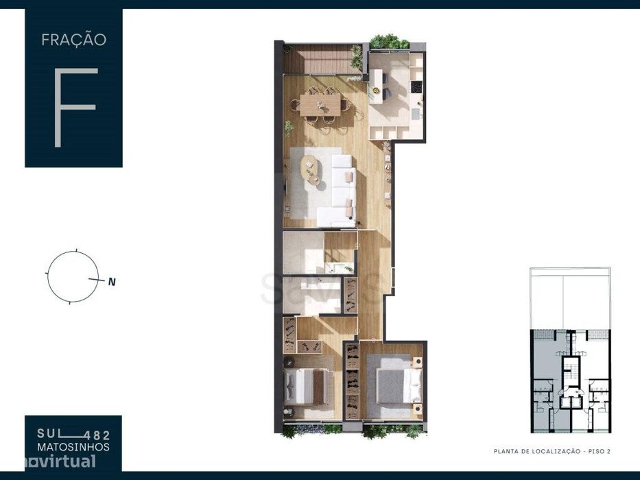 Apartamento T2 em Matosinhos Sul com varanda