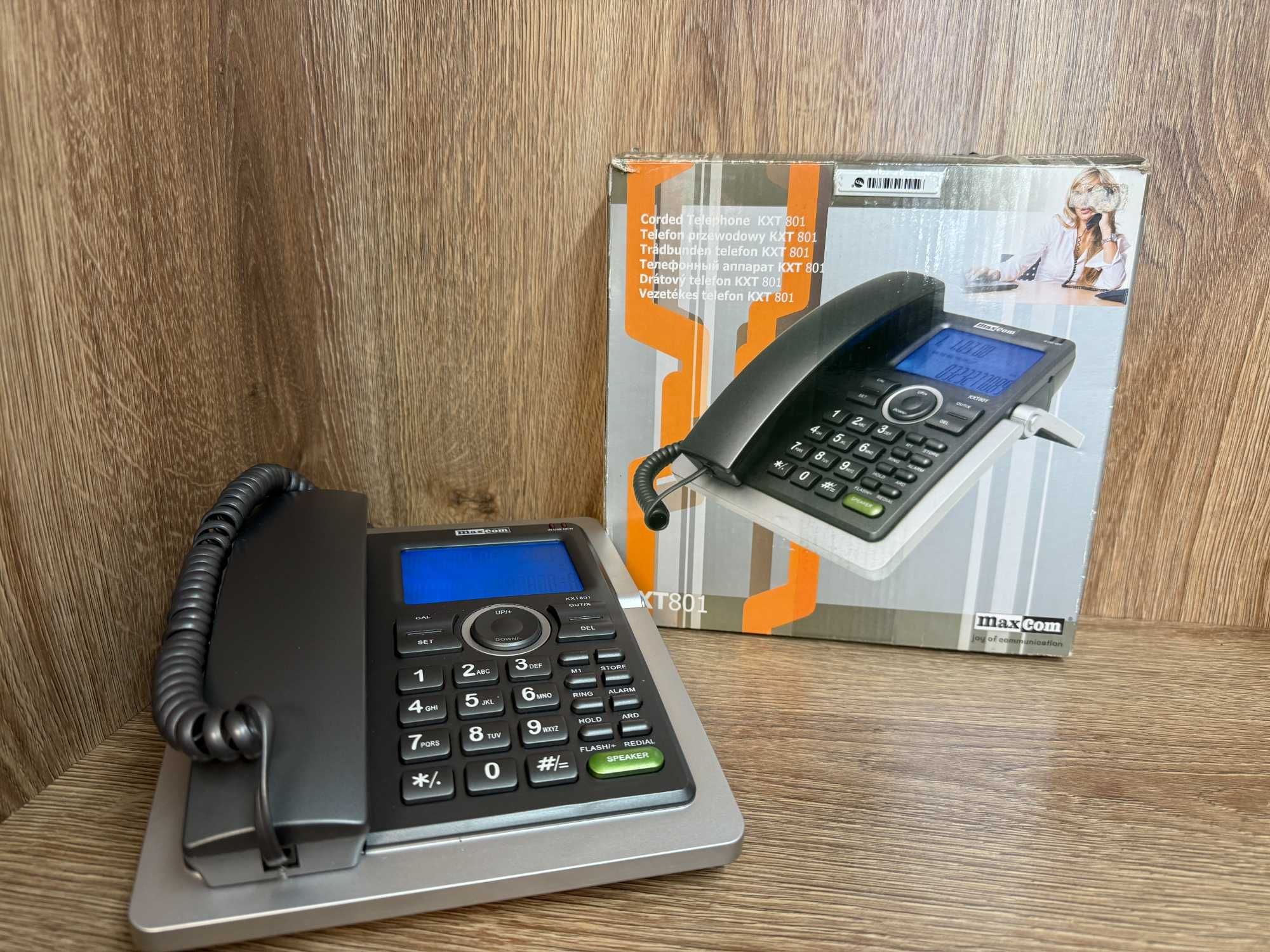 Telefon Przewodowy Stacjonarny MaxCom KXT801 Pudełko - jak nowy