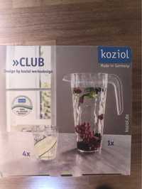 Zestaw do napojów Koziol Club Design dzbanek 4 szklanki fasetowane
