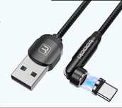 Магнітний Кабель Тооскі 3A  Кутовий USB Type C,  iPhone,Micro USB