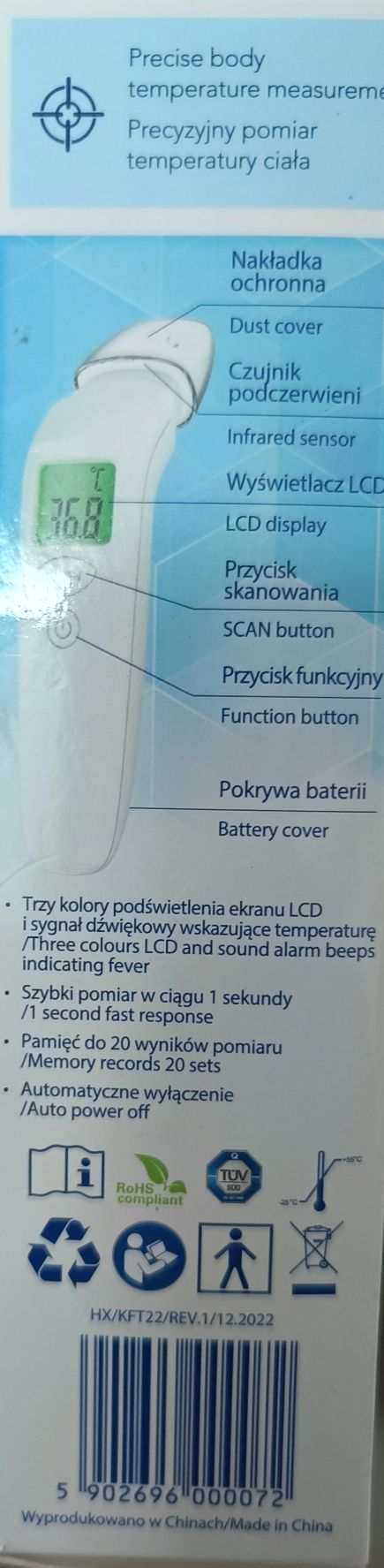 Termometr na podczerwień bezdotykowy  NOWY