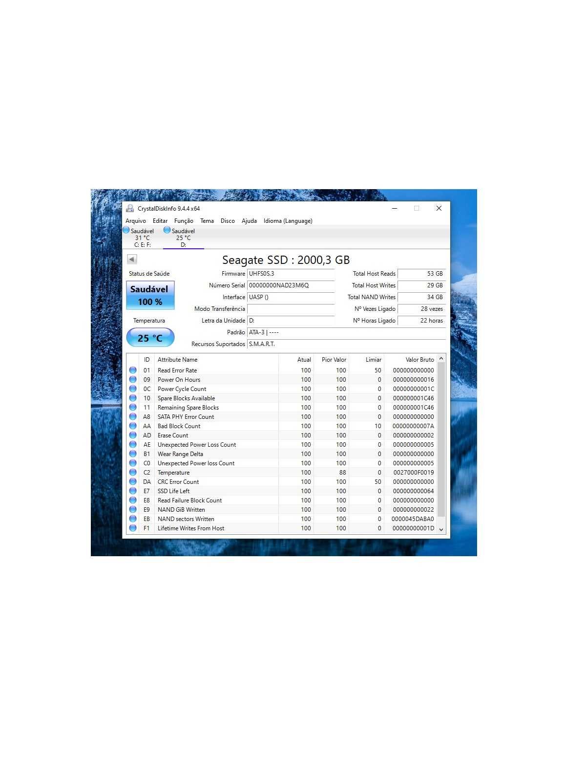 disco lacie slim 2tb usb-c modelo NAD23M6Q testado pouco uso