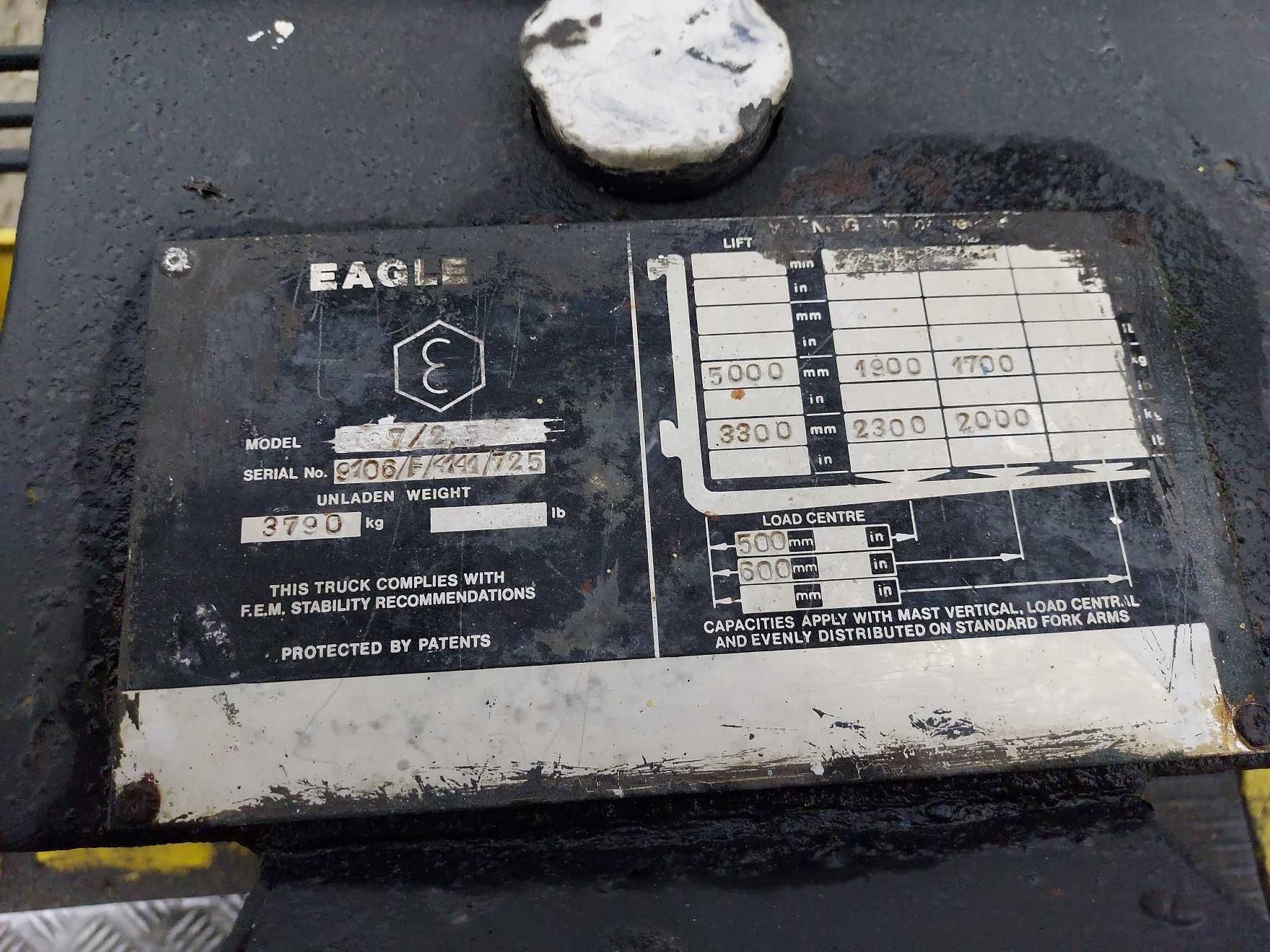 Wózek widłowy 2,5t Eagle Gaz koła pompowane, zamiana