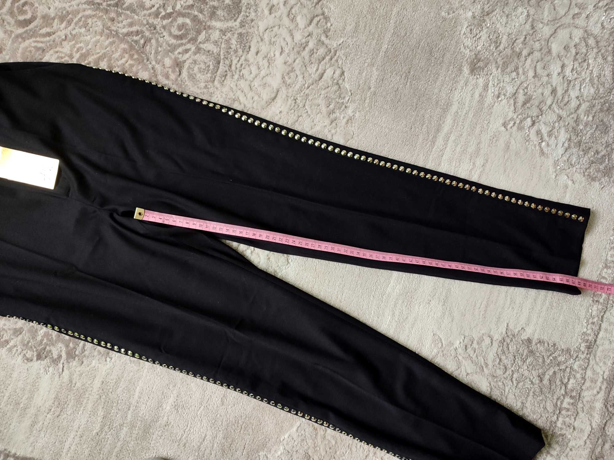 Spodnie eleganckie czarne z ćwiekami, H&M, rozmiar XS 34, nowe z metką