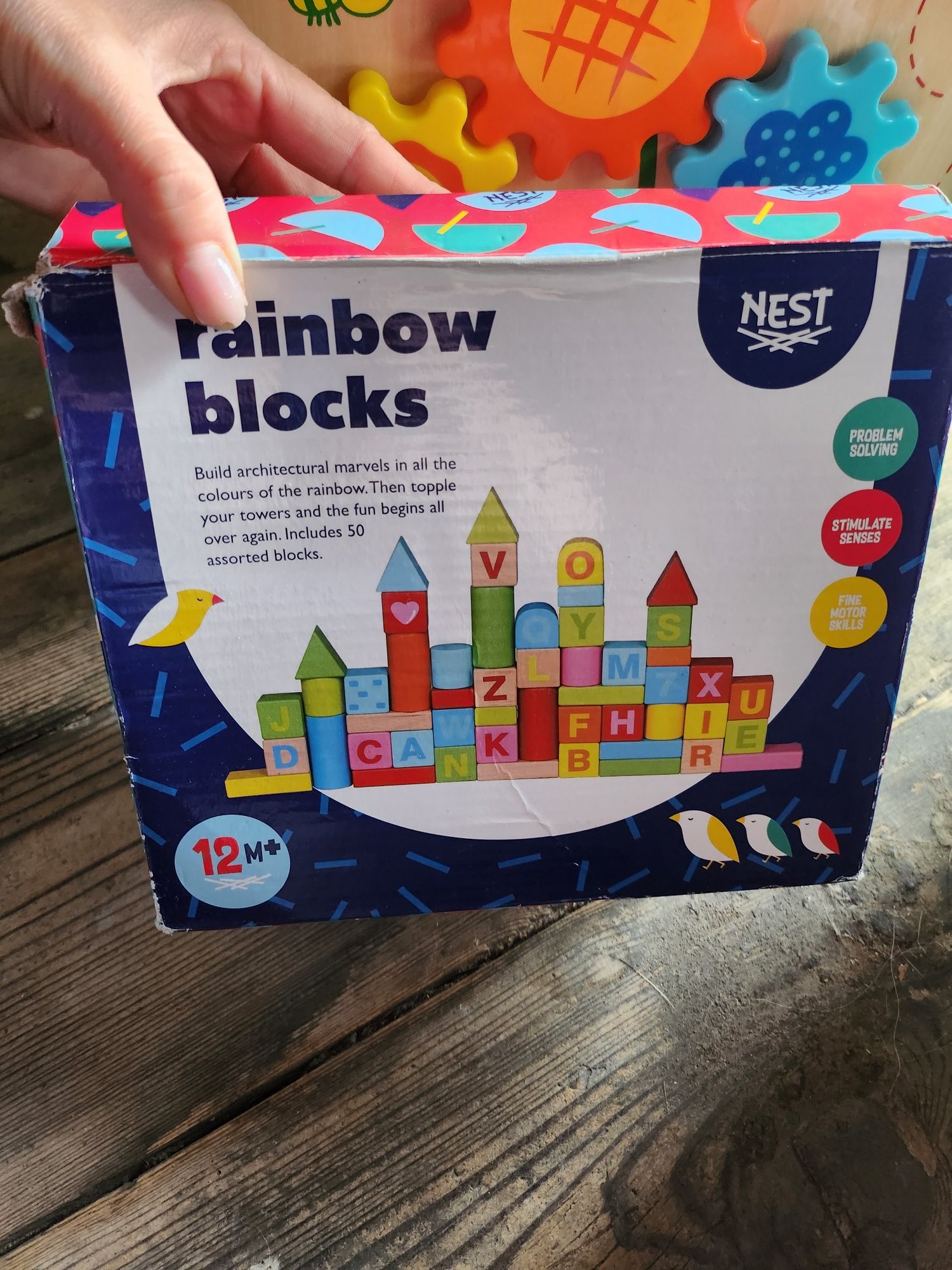 Drewniane klocki rainbow błocks dla dziecka