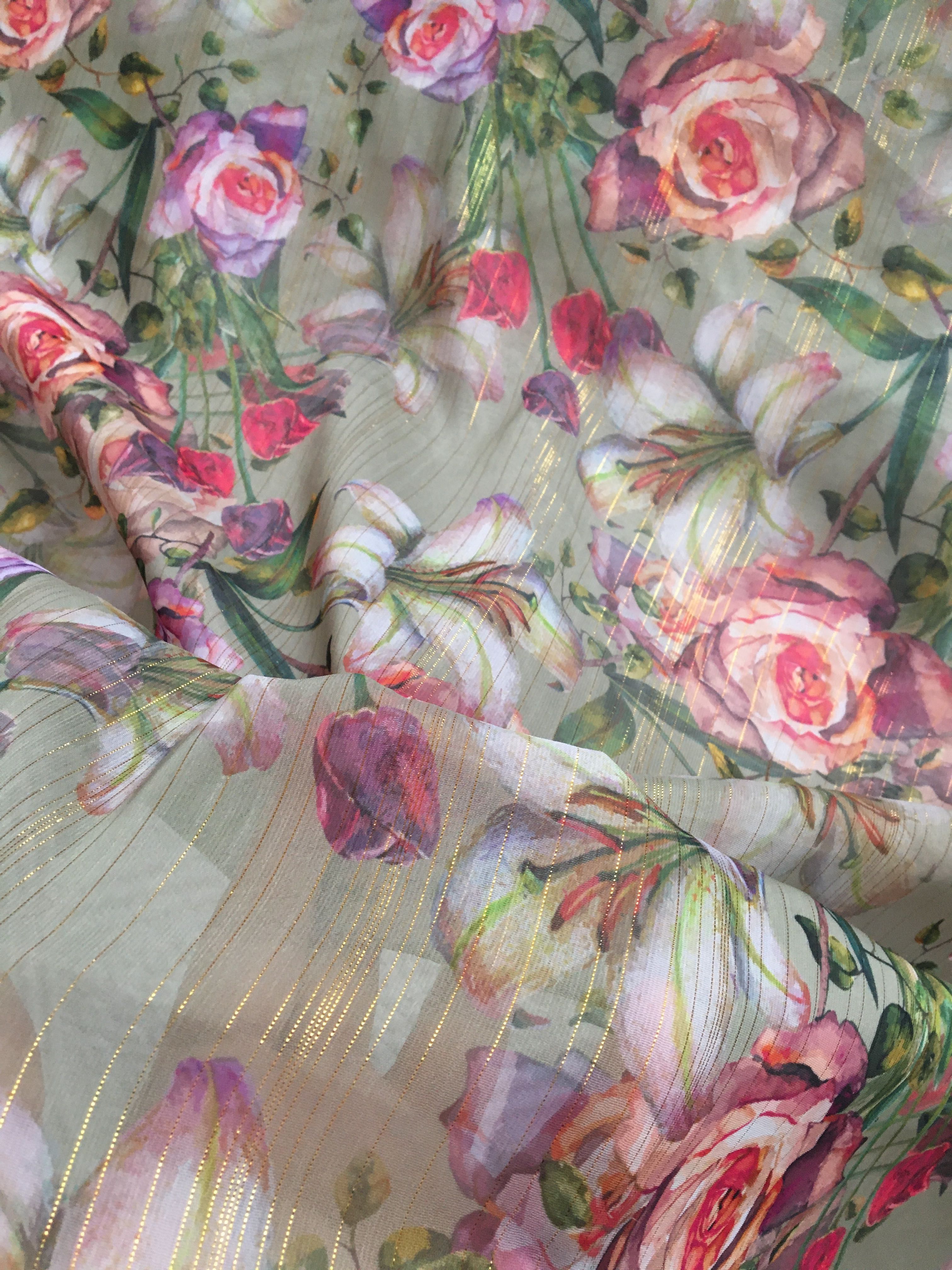 Ткань шифон цветы, тканина шифон квіти - 4,5м
