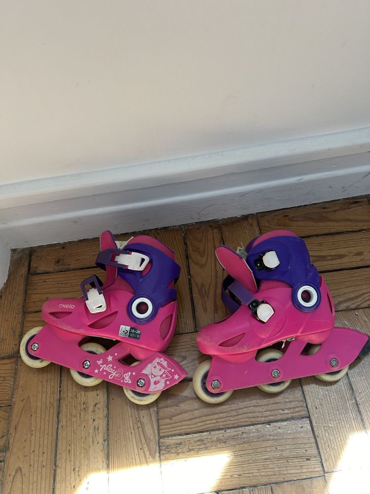 Patins em linha marca Olexo, tamanho 26-28, Decathlon.