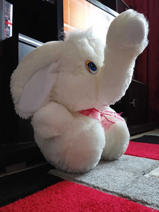 Pluszowy słoń, biały słonik maskotka