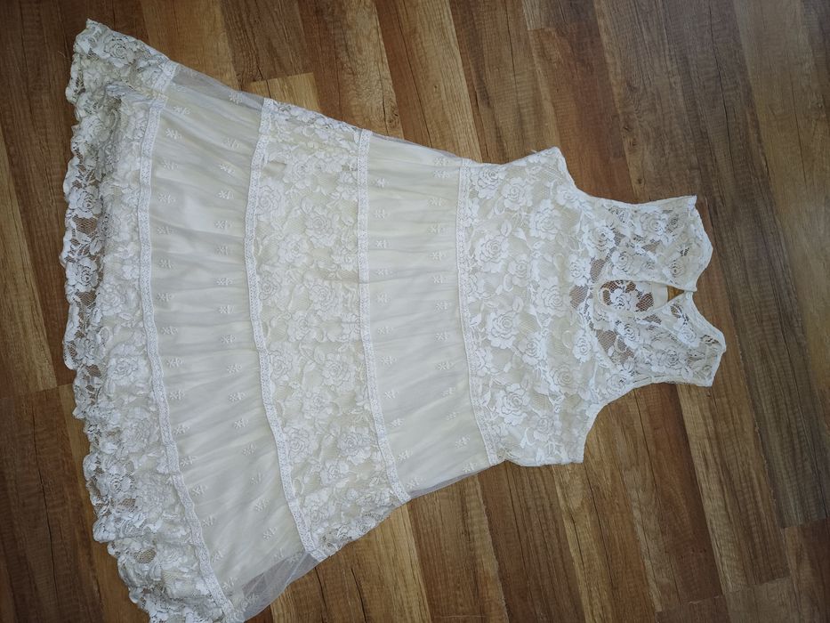 Sukienka koronkowa biała L wiosenna lato elegancka 40 wesele komunia