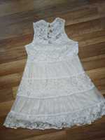 Sukienka koronkowa biała L wiosenna lato elegancka 40 wesele komunia