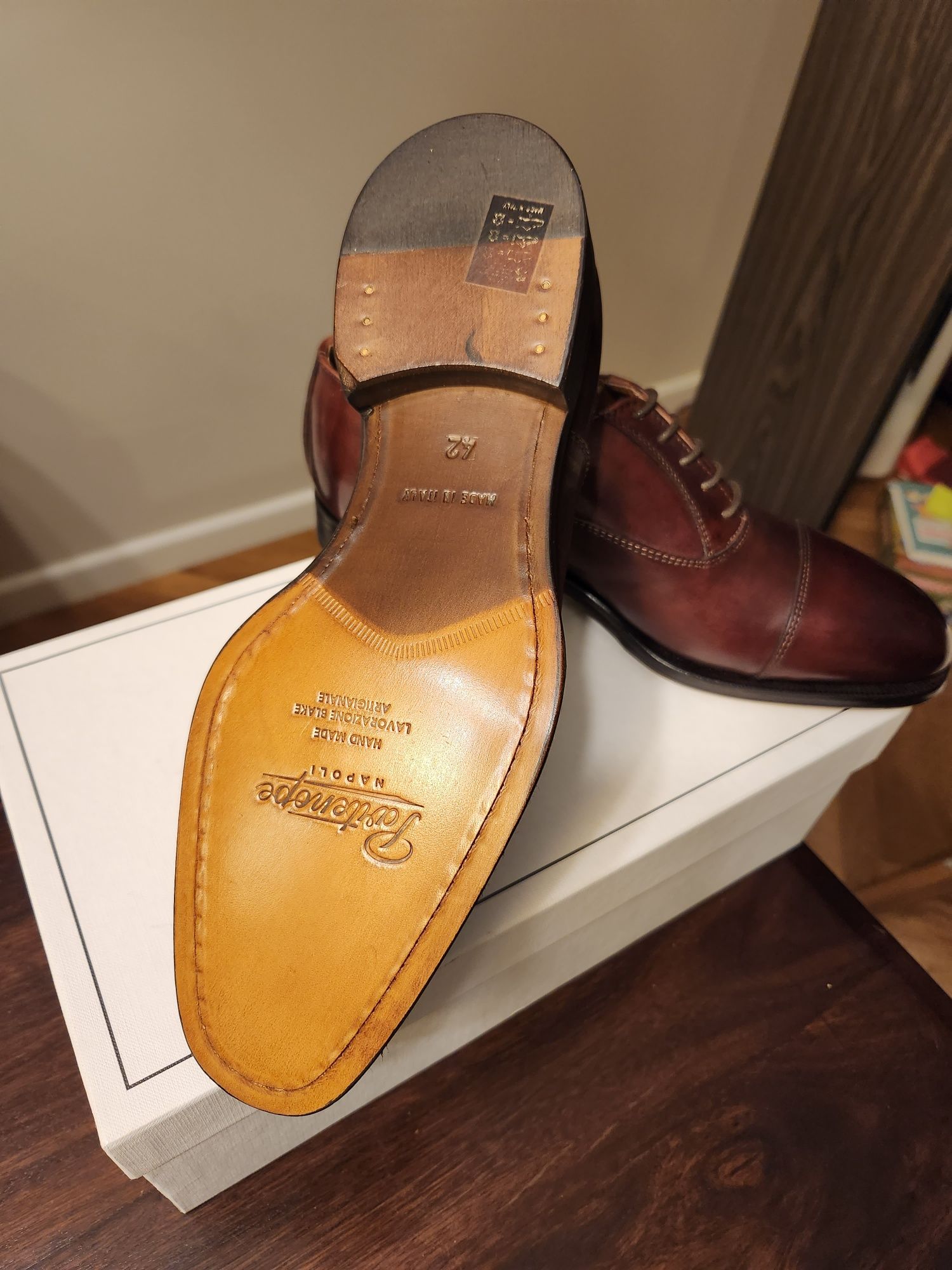 Włoskie buty Partenope Napoli Oxford Crust Marrone 42