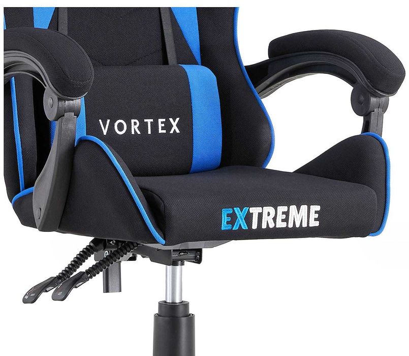 Fotel Gamingowy Vortex Black/Blue - Tkanina, Ciche kauczukowe kółka