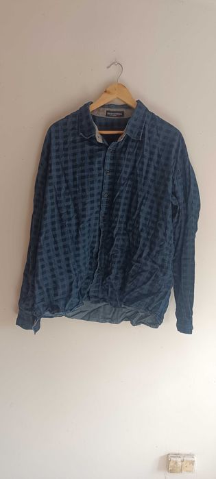 Casualowa koszula w kratkę z długim rękawem XXL bawełna