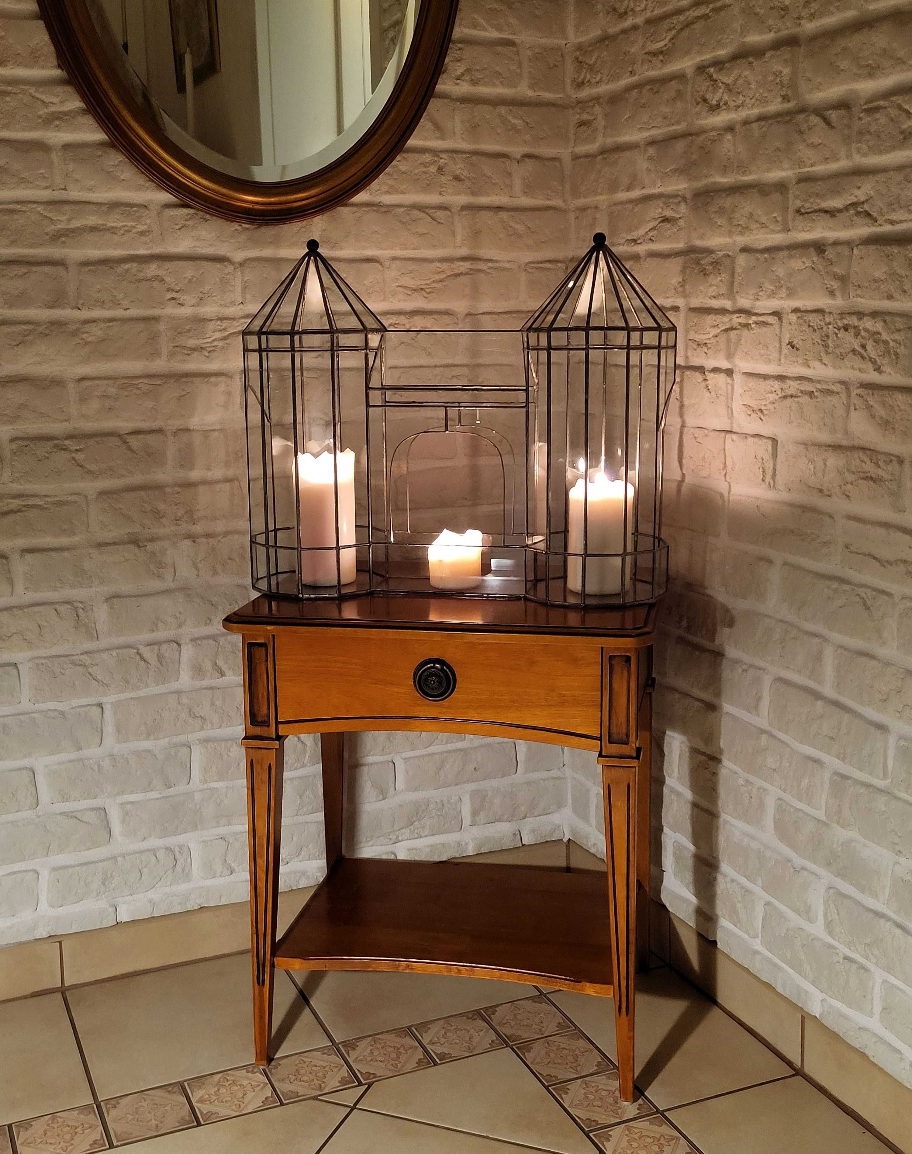 Szklarenka szklany domek lampion świecznik styl Tiffany vintage