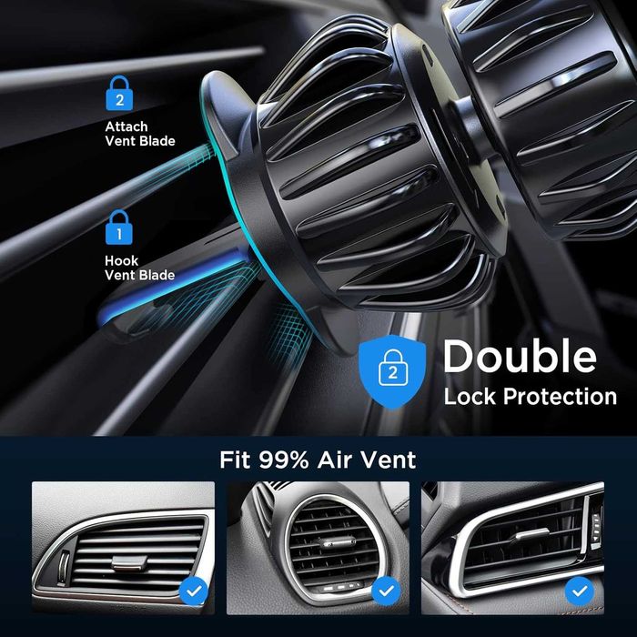 Samochodowy uchwyt na telefon LISEN, kratka, mocny, 6 magnesów, HQ