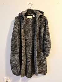 Sweterek płaszcz kardigram z kapturem ciepły długi ZARA dla chłopca