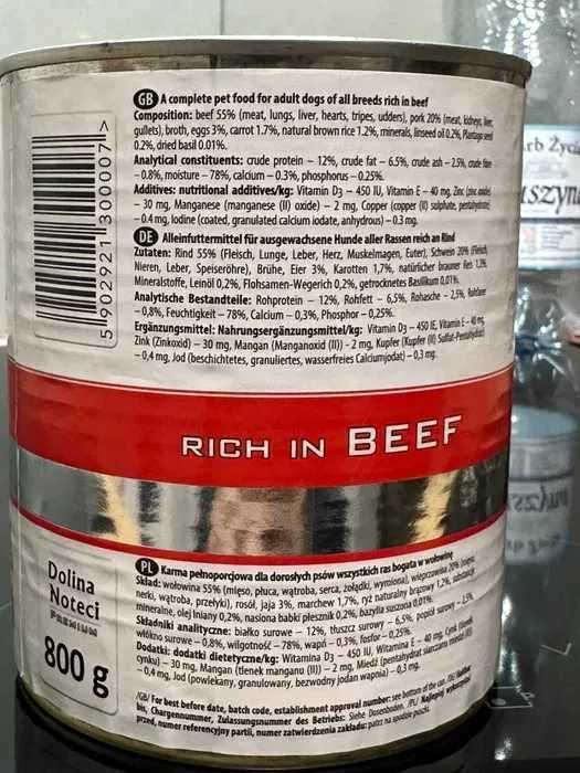 Mokra karma Dolina Noteci Premium MIX 12 X 800g mokra karma wołowina