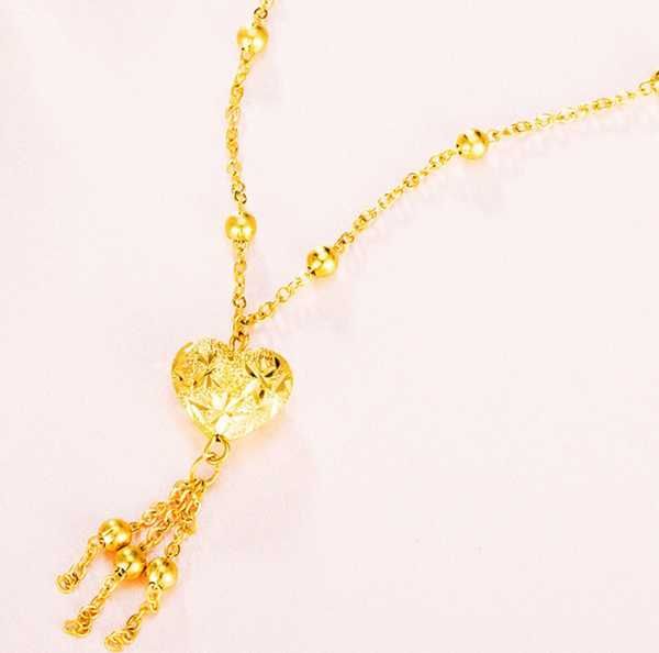 Colar banhado a ouro Peach Heart Tassel