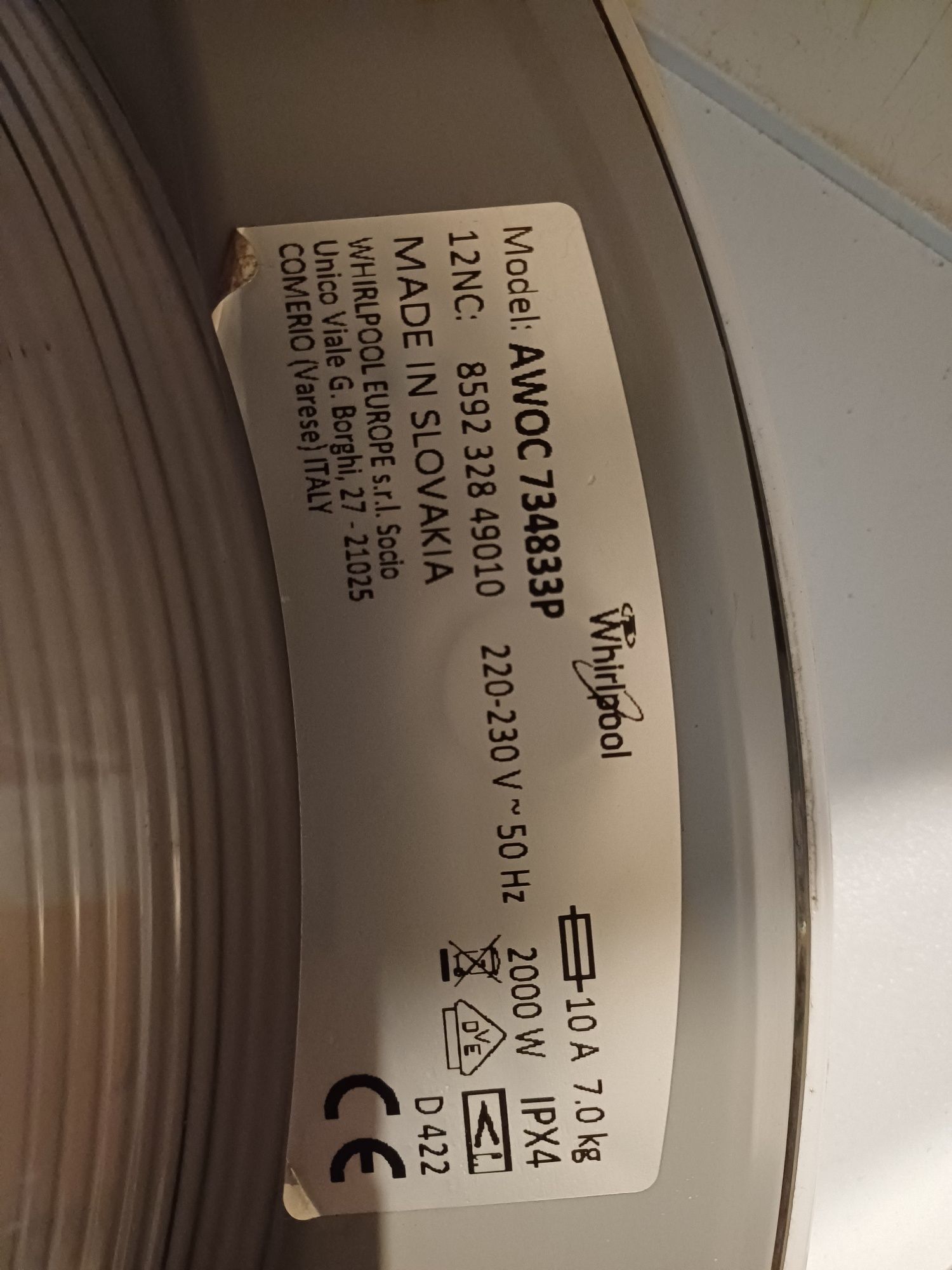 Dzwiczka do pralki Whirlpool AWOC 734833P