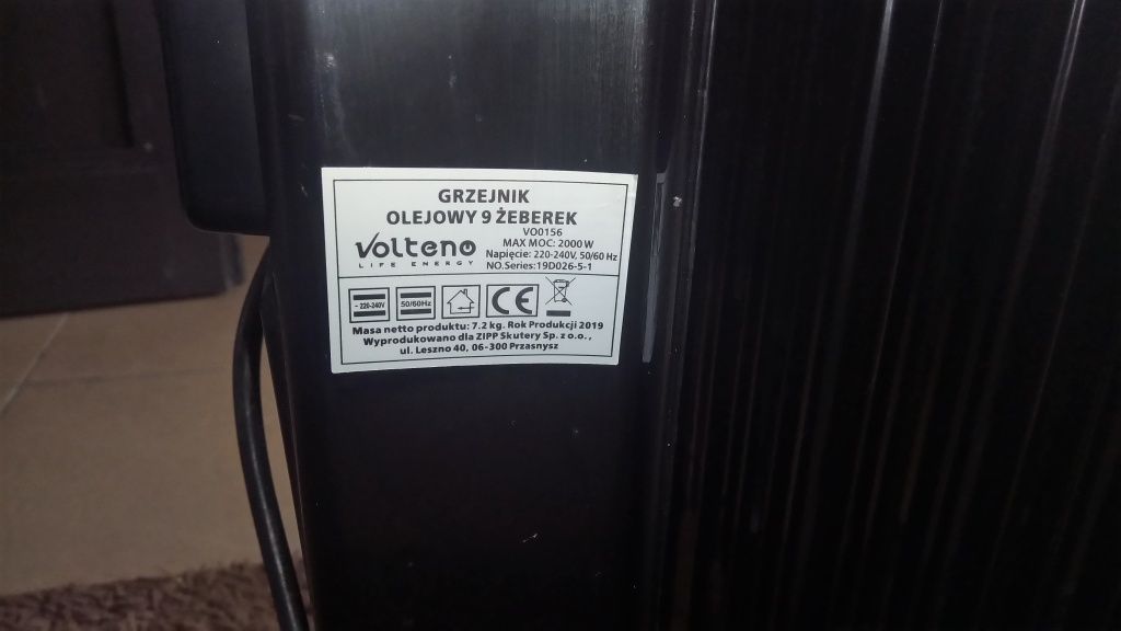 2 grzejniki olejowe, volteno, cypa-5, na prąd, 500w, 2000w, 5, 9 żeber