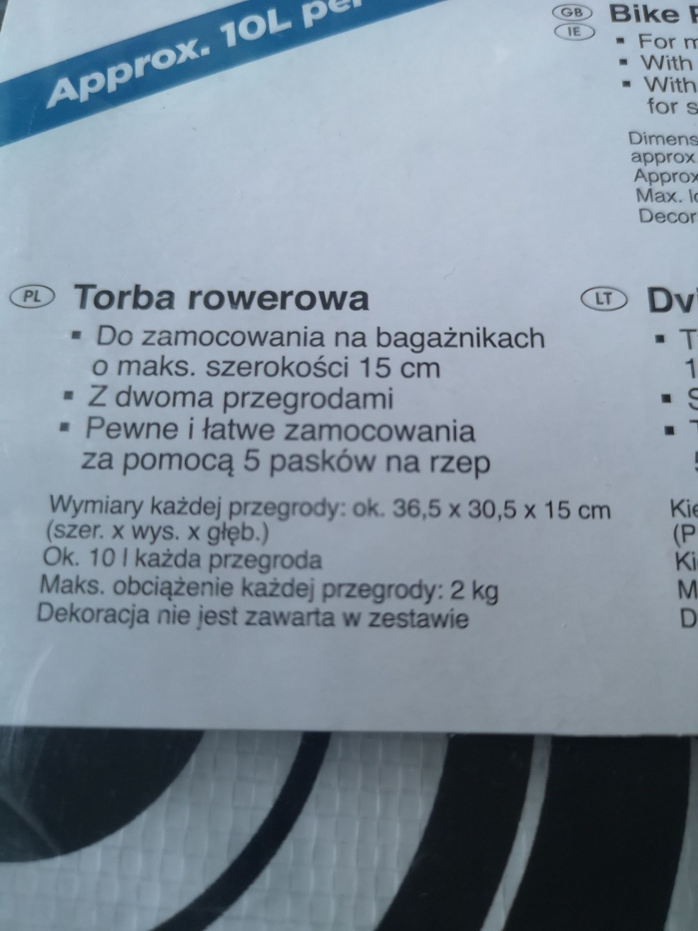 Sakwa rowerowa Crivit szara