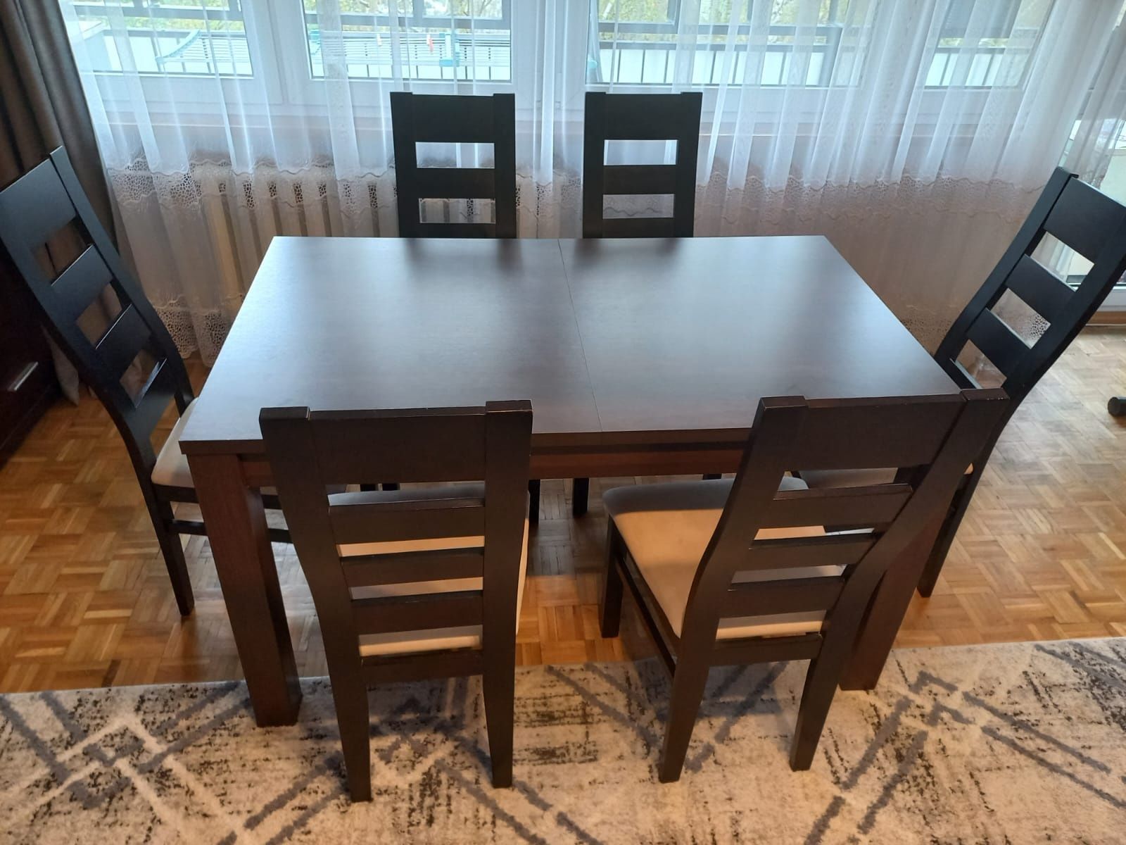 Stół rozkładany jadalniany 140/180 komplet krzesła 6 sztuk