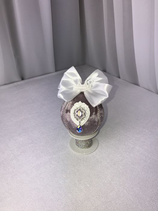 Новорічна іграшка кулька з бархату Ейфелева вежа Париж Зі стразами