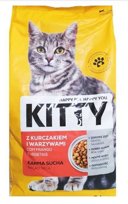 KITTY Sucha karma dla kotów z KURCZAKIEM / z WOŁOWINĄ 2 kg x 3