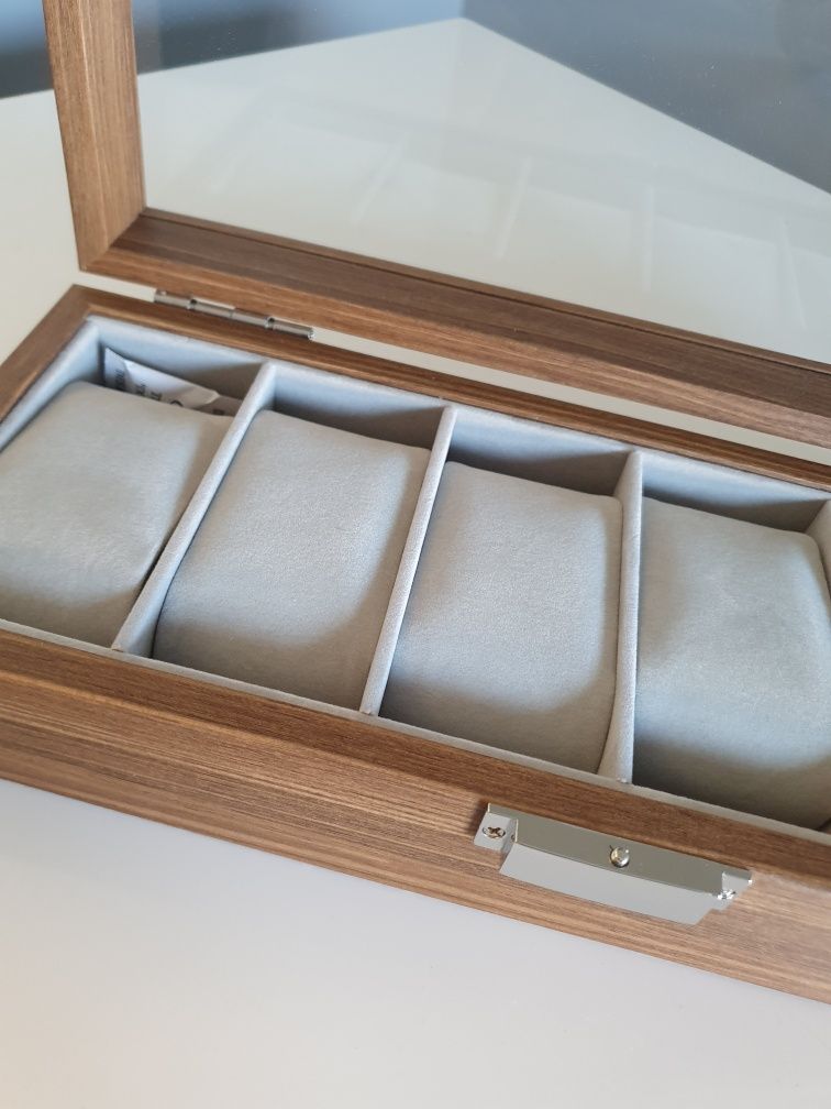 Szkatułka pudełko na zegarki drewniane 6 miejsc organizer