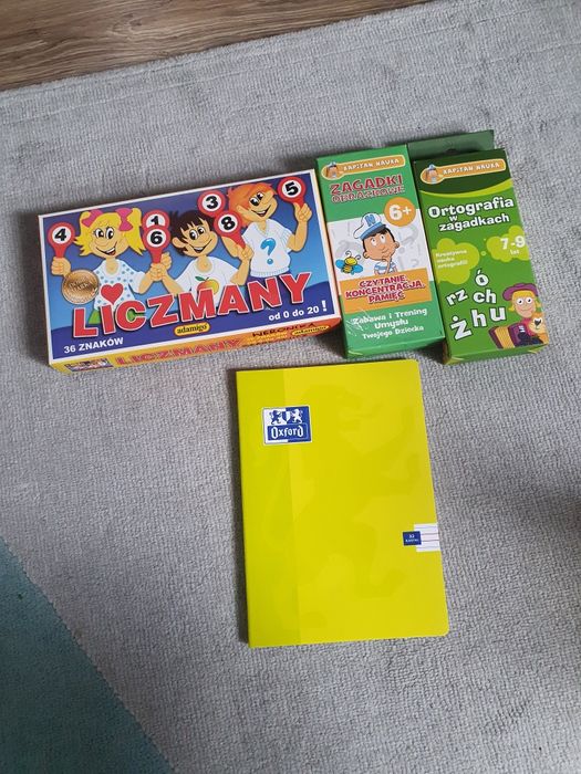 Zestaw liczmany,zagadki obrazkowe,ortografia w zagadkach,zeszyt Oxford