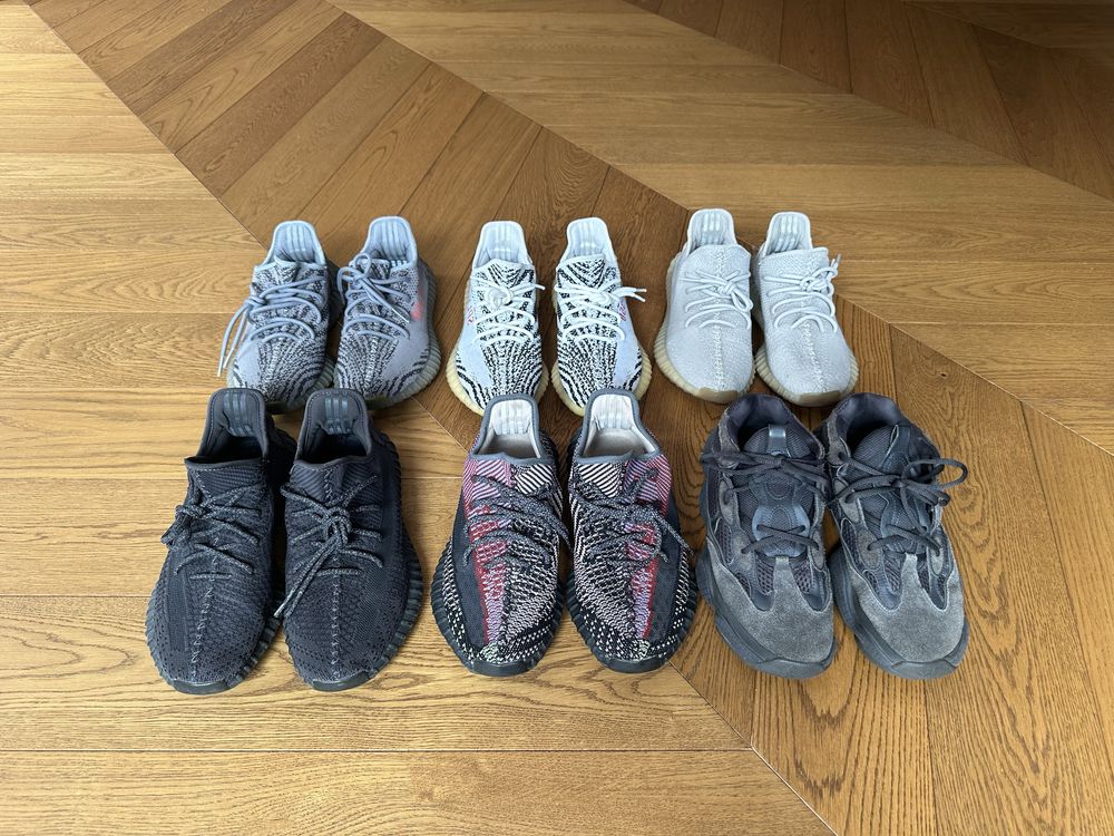 6 пар кросівок 5 Yeezy boost 350 9.5US, Yeezy 500 10US