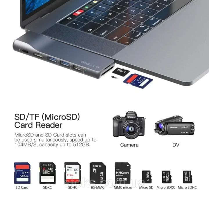 Многопортовый адаптер хаб для MacBook Dodocool DC73GY