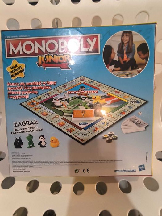 Gra planszowa Monopoly Junior 5+ nowa, pudełko zafoliowane zwierzątka