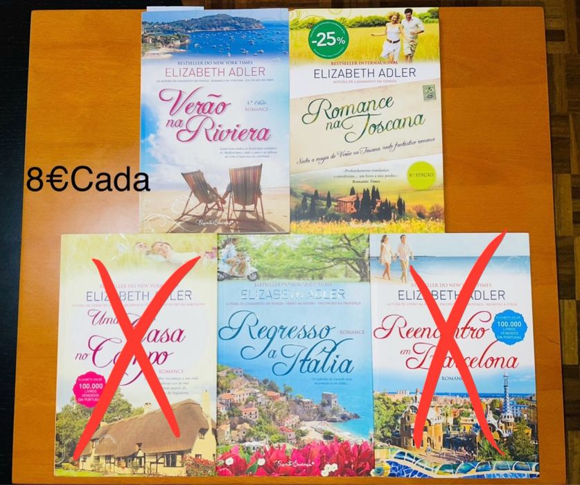 lLvros de Elizabeth Adler a 8€, praticamente novos.