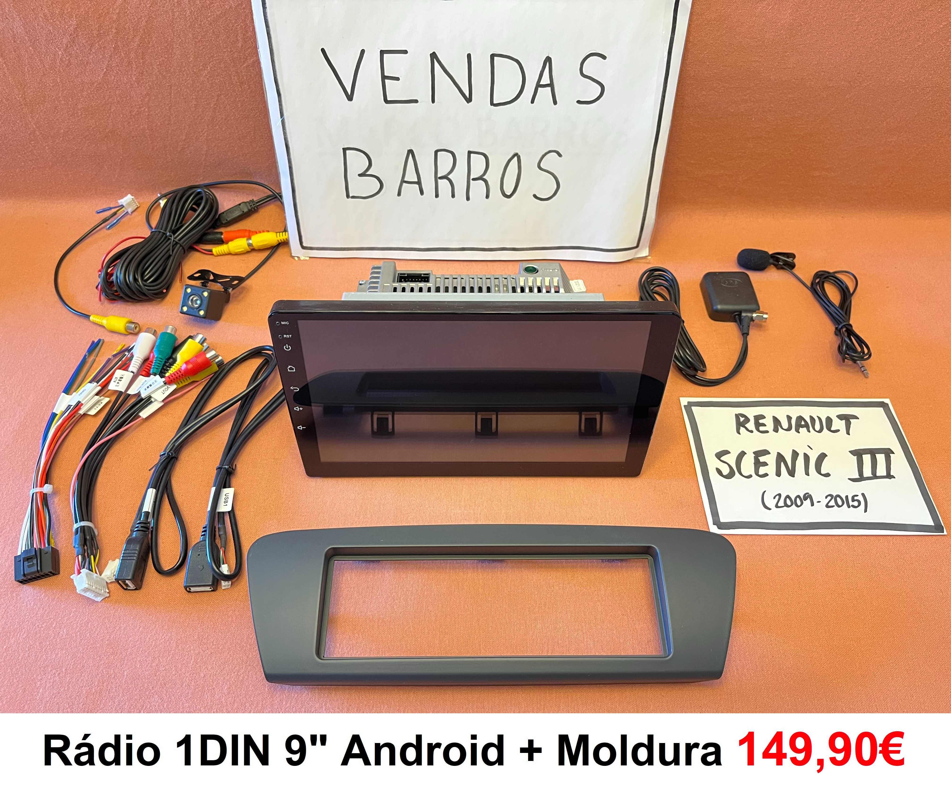 (NOVO) Rádio 1DIN • Renault SCENIC II / III (2004 a 2015) Android 2/3