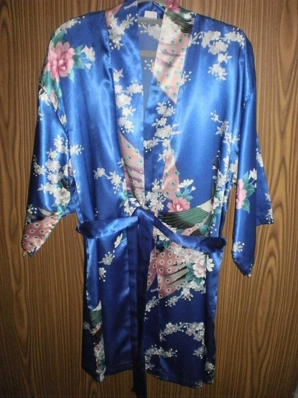 Szlafrok z jedwabiu w piękne wzory roz,  M/XL