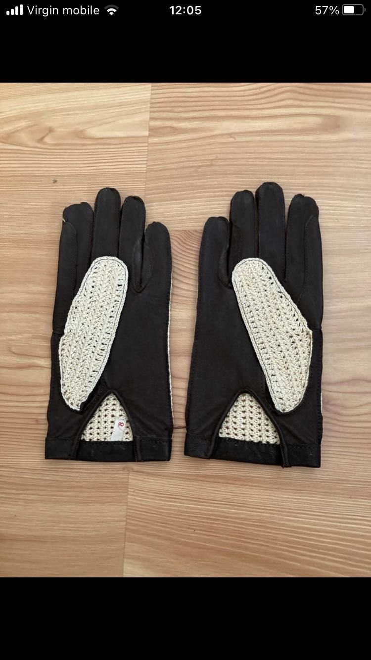 Rękawiczki Materiałowe, czarne, bawełna, Unisex skórzane rozmiar 8