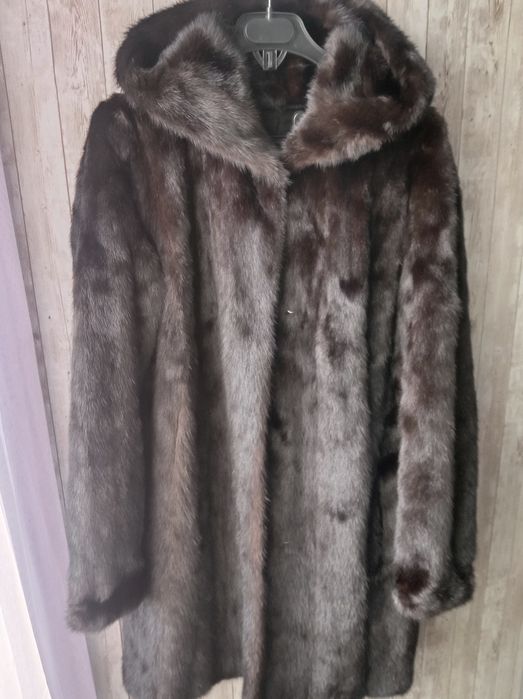 SAGA MINK. Ог 104см. Норковая шуба с капюшоном. Натуральная шуба