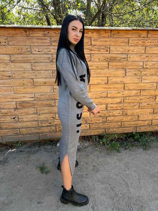 Жіноча сіра сукня на зиму Туреччина 46/48 розмір