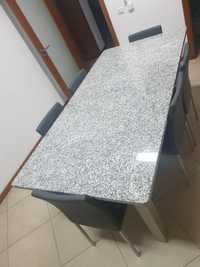 Mesa granito com seis cadeiras