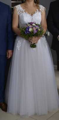 Suknia ślubna gorsetowa mięciutka koronka + biżuteria gratis!
