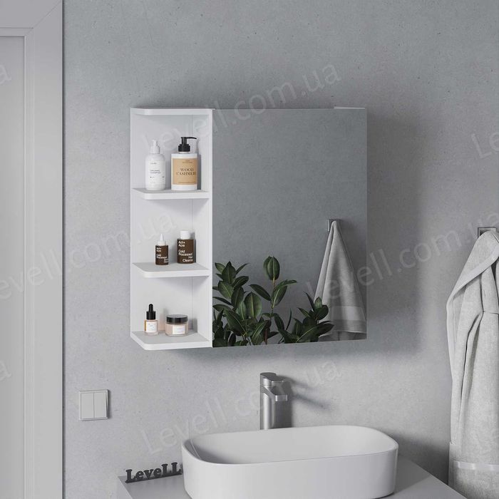 Полиця  навісна з дзеркалом, шафа у ванну, вологий ДСП, дзеркало.