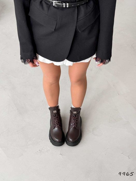 Шкіряні жіночі черевики зимові (36-40) шоколадні ботінки сапожки