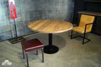 Okrągły Stół loftowy stół industrialny GLOBE stare drewno