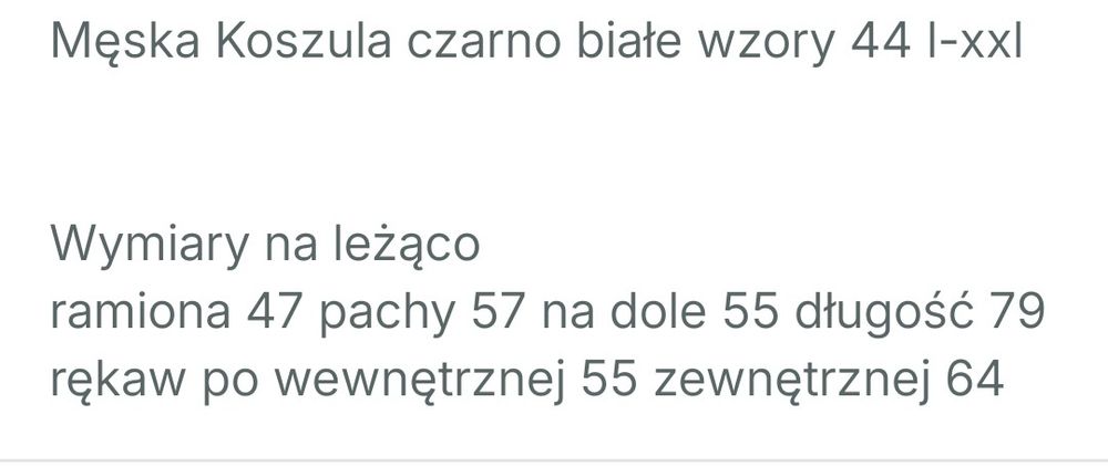 Męska Koszula czarno białe wzory 44 l-xxl