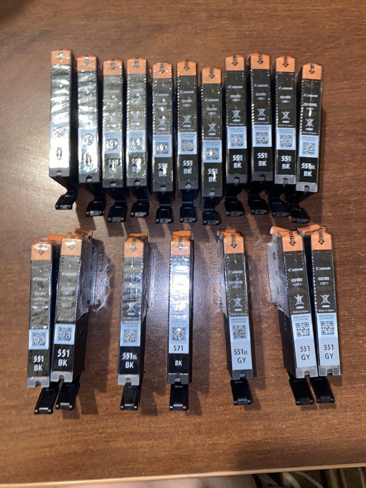 Oryginalne tusze Canon CLI-551 CLI-571 BK i GY – 18sztuk 2x XL BK I GY