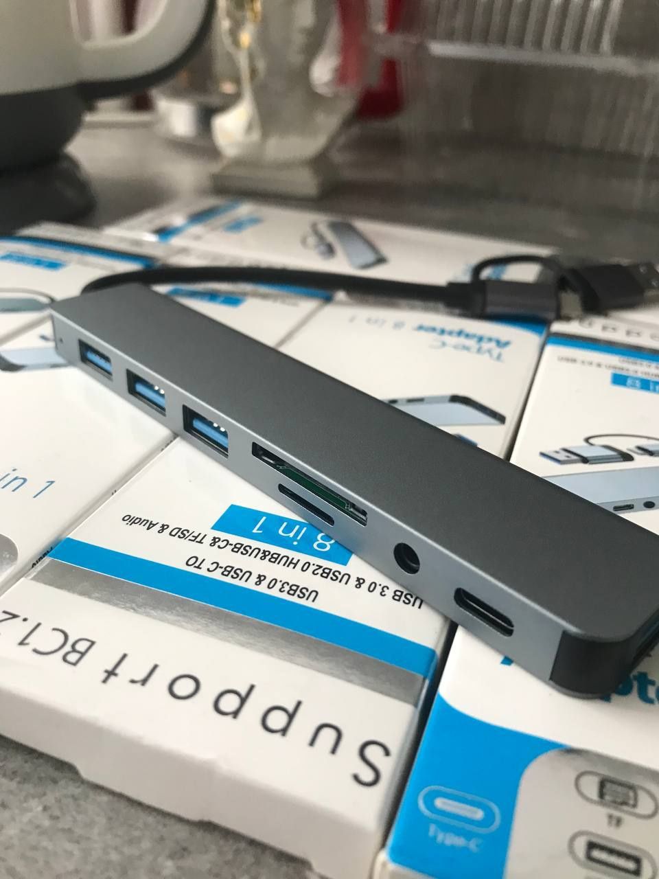 Hub 8 в 1 концентратор розгалужувач type c і usb