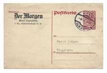 Kartka korespondencyjna (język niemiecki), Wiedeń-Trzyniec, 1919 rok