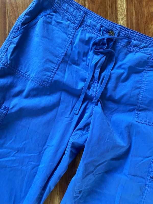 xxxl 46 48 niebieskie spodnie do kostek chinosy cygaretki cargo +size